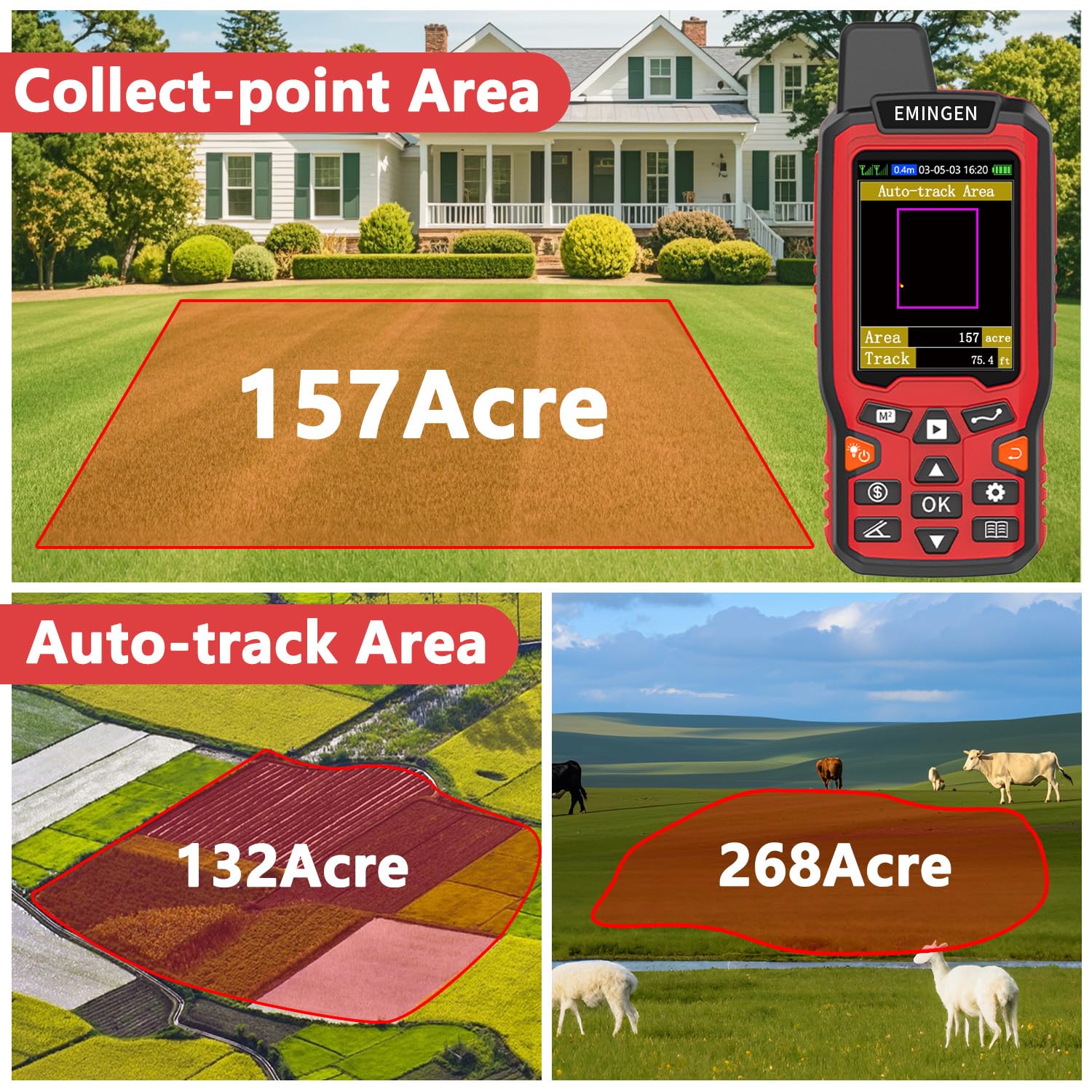 Zl180 Handheld Gps For Surveying, High Precision Rugged Land Surveying Equipment For Ranches, Garden, Farmland And Parking Area